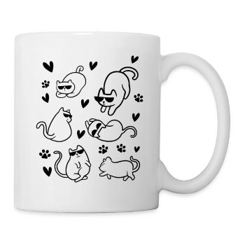 Katzenliebhaber Katzen Herzen Pfoten Katze I Line - Tasse - Weiß - Rechts