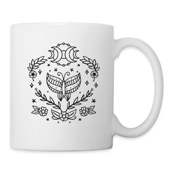 Celestial Butterfly Moon Line Art Night Sky Stars - Mug - white - Right