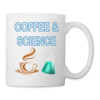 Kaffee und Wissenschaft - das passt zusammen - Tasse - Weiß - Rechts