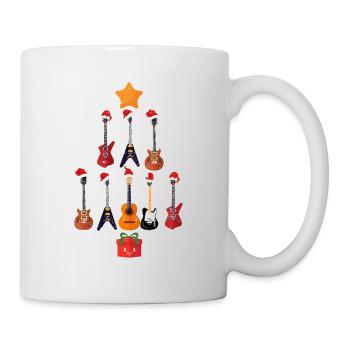 Guitare Père Noël Casquette Sapin de Noël Drôle - Mug blanc - blanc - Droite