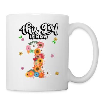 Cette fille a maintenant 1 ans, Colorful Flowers 1. - Mug blanc - blanc - Droite
