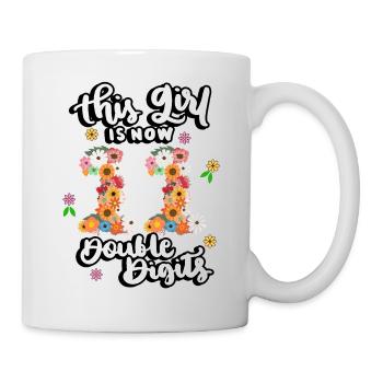 Dieses Mädchen Ist Jetzt 11, Double Digits Floral - Tasse - Weiß - Rechts