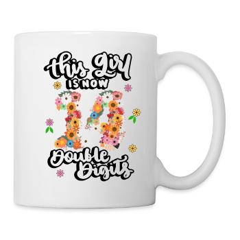 Dieses Mädchen Ist Jetzt 14 Double Digits Floral - Tasse - Weiß - Rechts