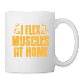 I Flex Muscles At Home Cool Retro Fitness Trainer - Tasse - Weiß - Rechts
