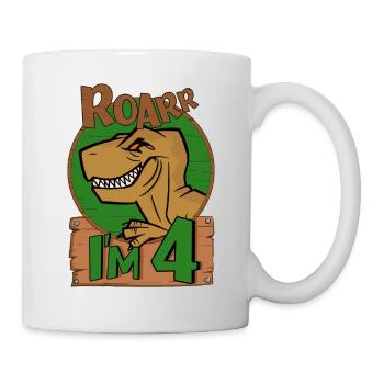 4yr T Rex Dinosaur Birthday Boy At 4 Years Old - Mug - white - Right