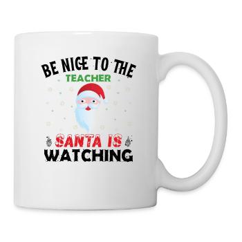 Be nice to the teacher Santa is Watching Norwegian - Mug - white - Right