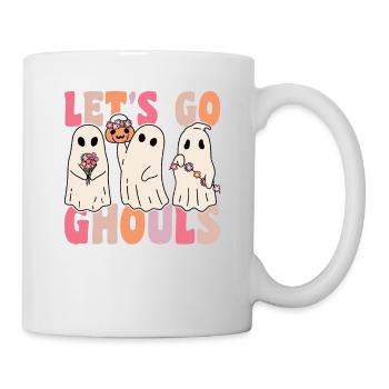 Let's go ghouls groovy ghost with vintage flowers - Mug - white - Right