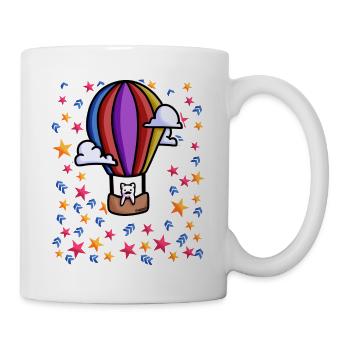 Katze Heißluftballon Sterne - Tasse - Weiß - Rechts