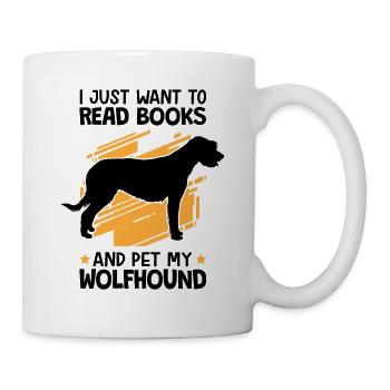 Bücher lesen und Irischer Wolfshund streicheln - Tasse - Weiß - Rechts
