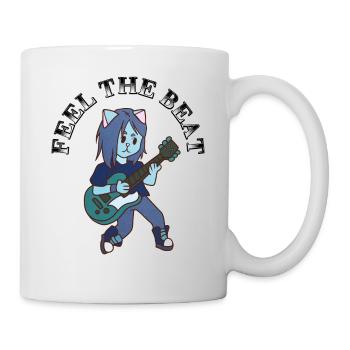 Cat plays guitar - Mug - white - Right