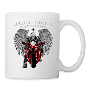 Skelett Totenkopf Motorrad Motorradfahrer - Tasse - Weiß - Rechts