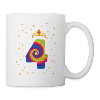 4th Birthday Krone | Tie Dye Themed Birthday | - Mug - white - Right