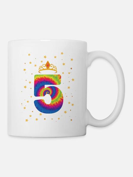 5. Geburtstag Krone | Tie Dye Themed Geburtstag | - Tasse - Weiß