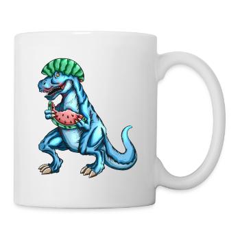 Tyrannosaurus Rex loves watermelon fruit outfit - Mug - white - Right