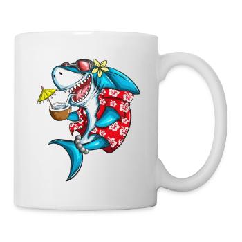 Lustiger Haifische Urlaub Strand Meer Hai Fan - Tasse - Weiß - Rechts