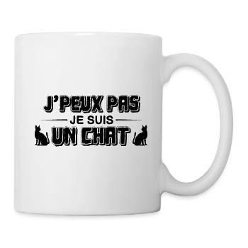 je peux pas je suis un chat en fait !! - Mug blanc - blanc - Droite