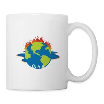 Erderwärmung lustig Erde brennt und schwitzt - Tasse - Weiß - Rechts