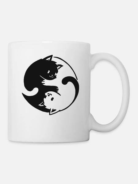 Yin Yang Katzen Design - Tasse - Weiß