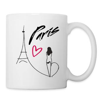 One Line Drawing Frau Eiffelturm Paris Herz - Tasse - Weiß - Rechts