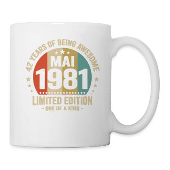 Mai 1981 42 Ans Anniversaire Vintage Idée Cadeau - Mug blanc - blanc - Droite