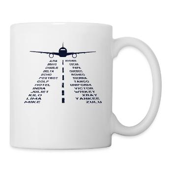 Landebahn Phonetisches Alphabet Luftfahrt Flugzeug Pilot - Tasse - Weiß - Rechts