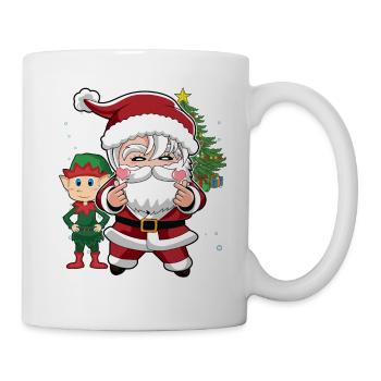 Mignon Père Noël et Elf K-Pop Design Noël - Mug blanc - blanc - Droite