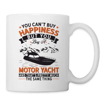 You can't buy happiness, but motor yacht - Mug - white - Right