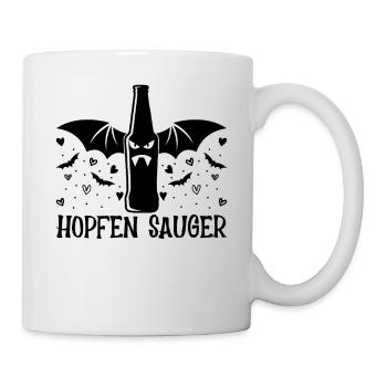 Halloween Bier Fledermaus Hopfen Sauger - Hallowee - Tasse - Weiß - Rechts