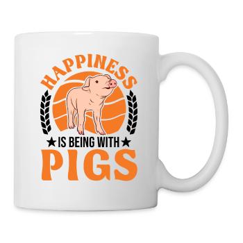 SchweineHappiness is being with Pigs - Tasse - Weiß - Rechts