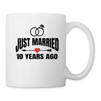 Just Married 10 Years Ago 10th Wedding Anniversary - Tasse - Weiß - Rechts