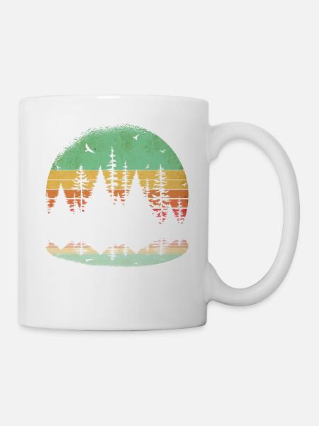 Retro Wald Outdoor Wandern Natur - Tasse - Weiß