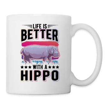 Life is better with a Hippo Nilpferd Flusspferd - Mug - white - Right