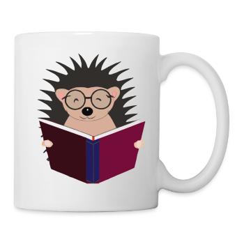 Hedgehog Reads Book Illustration Gift - Mug - white - Right