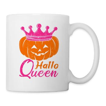 Kürbis mit Aufschrift "Hallo Queen" - Tasse - Weiß - Rechts