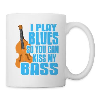 I Play Blues So You Can Kiss My Bass Retro Funny - Mug - white - Right