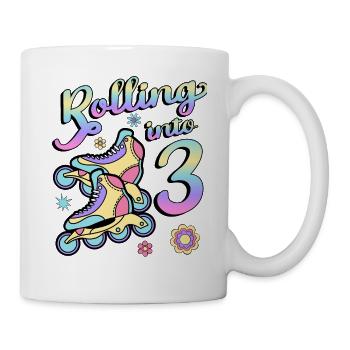 Rolling Into 3 Roller Skaters Skates 3rd year - Mug - white - Right