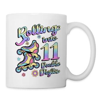 Rolling Into 11 Double Digits Floral Skaters 11. - Tasse - Weiß - Rechts