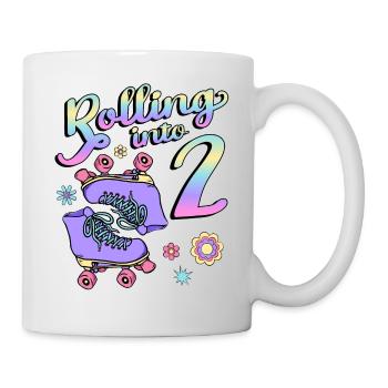 Rouler dans 2 Roller Skaters Floral 2ème année - Mug blanc - blanc - Droite