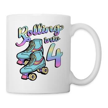 Rolling Into 4 Roller Skaters Schlittschuhe 4 - Tasse - Weiß - Rechts