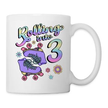 Rolling Into 3 Roller Skaters Floral 3rd Year - Mug - white - Right