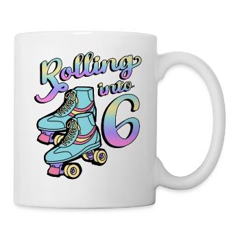 Rolling Into 6 Roller Skaters Skates 6th Anniversary - Mug - white - Right