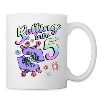 Rolling Into 5 Roller Skaters Floral 5th Year - Mug - white - Right