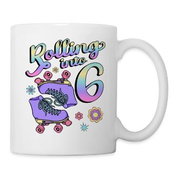 Rolling Into 6 Roller Skaters Floral 6th Year - Tasse - Weiß - Rechts