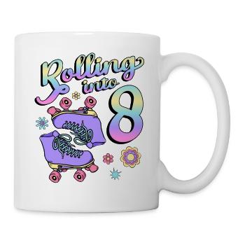 Rolling Into 8 Roller Skaters Floral 8th Year - Mug - white - Right