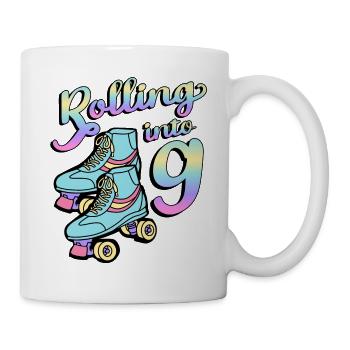 Rolling Into 9 Roller Skaters Skates 9. Jahr - Tasse - Weiß - Rechts