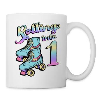 Rolling Into 1 Roller Skaters Skates 1st Year - Mug - white - Right