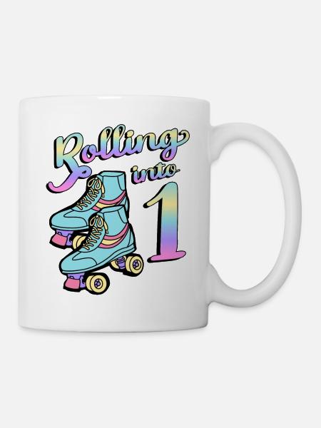 Rolling Into 1 Roller Skaters Skates 1st Year - Kubek - biały