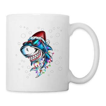 Shark Tenue de Noël Lunettes de soleil Chapeau de Noël - Mug blanc - blanc - Droite