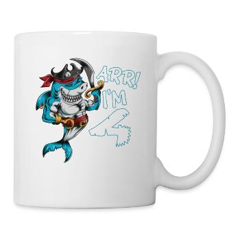 Geburtstag vierjährige Hai Piratenkostüm ARR I'm 4 - Tasse - Weiß - Rechts