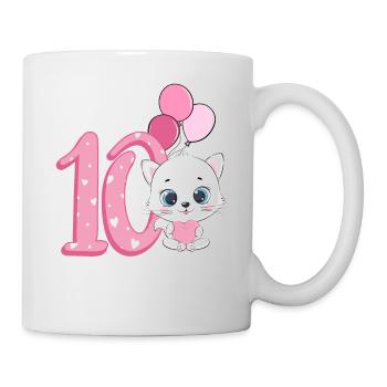 Chaton 10e anniversaire | Chemise d’anniversaire chat - Mug blanc - blanc - Droite